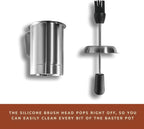 Bellemain Basting Pot & Brush Set - Silicone Basting Brush for Cooking, Smoking & BBQ Grill - Meat Baster Set