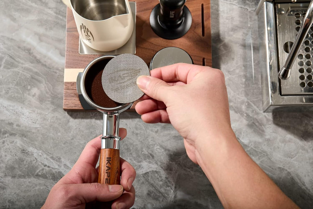 IKAPE Coffee Products, E61 Bottomless Naked Portafilter Compatible with E61, Flair 58, ECM, Rocket, Sanremo, Synesso, Slayer, VBM Coffee Machines (Included 18g Capacity Filter Basket)