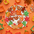 Fall Thanksgiving Cookie cutters Set 8 Pieces, Holiday Christmas Cookie Cutters Pumpkin Leaf Baking Cutters Shapes for Kids with Comfort Grip, Gingerbread Man, Turkey, Squirrel, Xmas Tree, Santa, etc