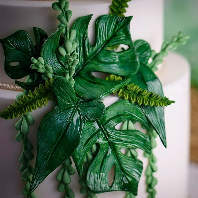 Tropical Leaf Silicone Molds, Succulents Trailing Leaves Chocolate Molds, Hawaii Theme Fondant Baking for Cake Decoration Cupcake Topper Candy Sugar Craft Gum Paste Clay Resin (LC74)