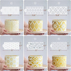 6PCS Cake Stencils Decorating Buttercream, for Cake Decorating, Floral Hollow Lace & Templates for Wedding & Birthday Decor (Style B)
