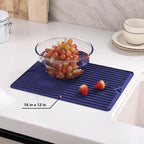 Dish Drying Mat, Flexible Silicone Drying Mat for Kitchen Counter, Heat Resistant Silicone Trivet for Countertop Protector, Super Thick Non-Slip Dish Drying Pad for Under Rack, 12” x 16”