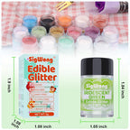 Iridescent Green Edible Glitter - 5g Food Grade Cake Decorating Shimmering Glitter, Edible Sprinkle Luster Dust for Drinks, Chocolates, Fondant, Strawberries, Cupcakes, Candy, Cookie - Vegan
