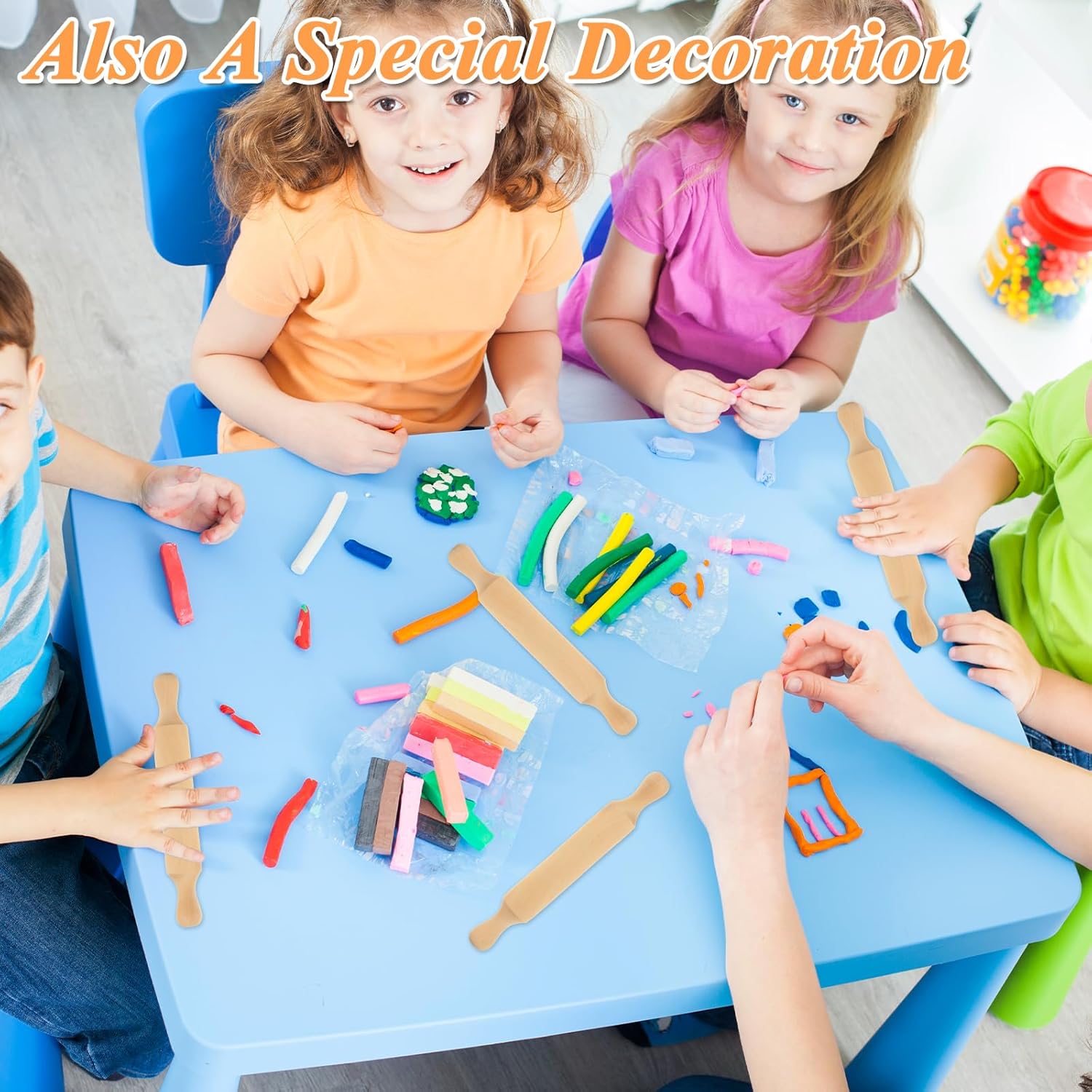 50Pcs Wooden Mini Rolling Pin, 5.5 Inches Mini Rolling Pin for Crafts, Small Dough Rolling Pins for Imaginative Play and Baking Pastry Pizza Cookie Create, Halloween and Christmas Presents