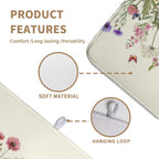 Spring Dish Drying Mat Summer Floral Flowers Kitchen Dish Drying Pad Absorbent Dish Dryer Mat for Kitchen Countertops Microfiber Dishes Drainer Pad Dish Drying Rack Mat (18x24 in)