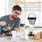 Reusable Coffee Filter Baskets, 4Pcs Cone Coffee Maker Filters #4 Replacement Coffee Filters 8-12 Cup with Spoon and Brush, Compatible with Ninja CFP301 CFP201 Coffee Machine Accessories