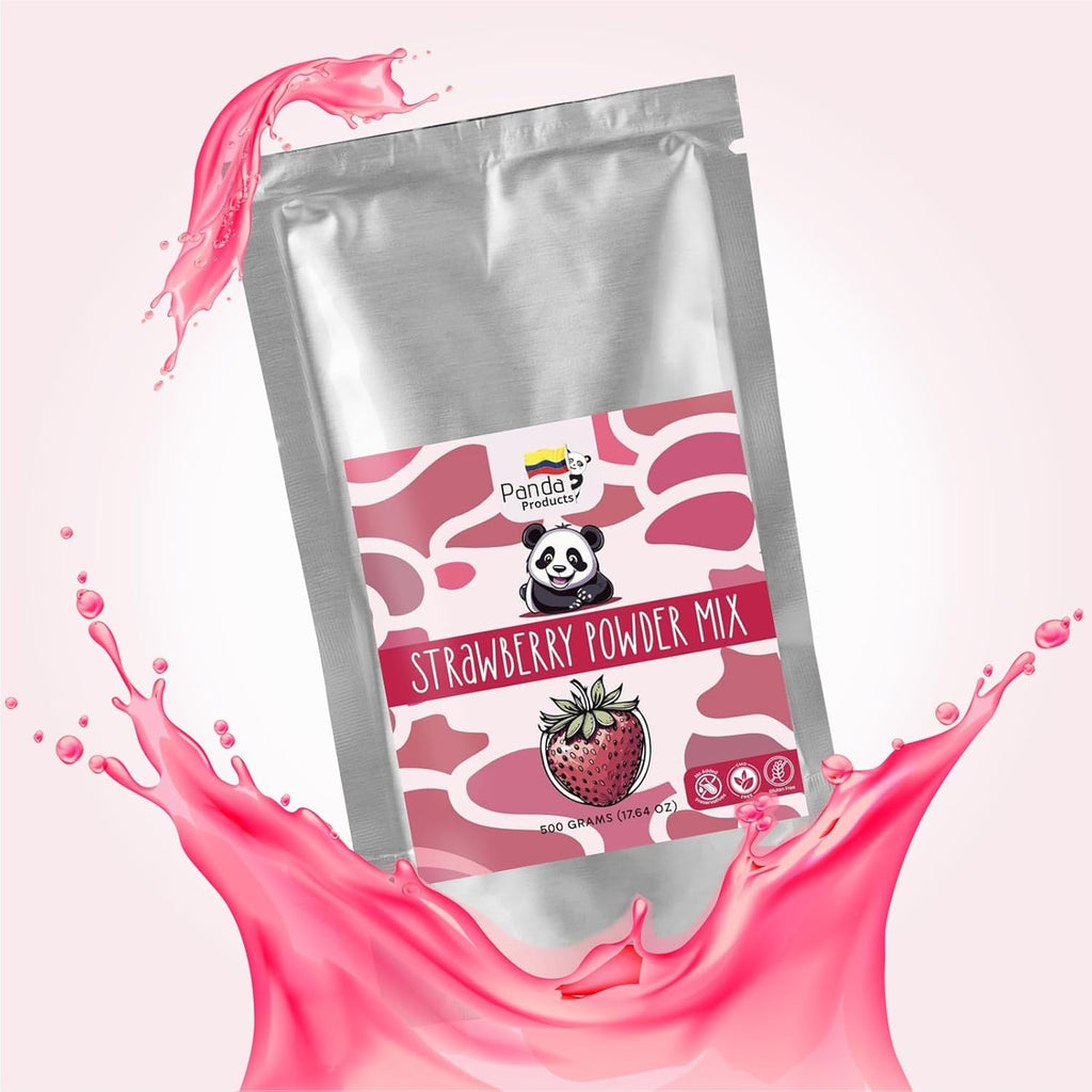 Panda Products Strawberry Powder – 17.64 oz | Premium Flavored Powder for Bubble Tea, Smoothies, Slushes, Milkshakes & Desserts