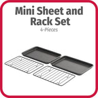 GoodCook Set of 2 Nonstick Steel 9" x 6.2" Toaster Oven Mini Baking Sheets with Racks, Gray