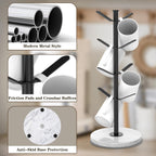 Marble Mug Holder Tree, 8 Hooks Coffee Cups Stand, New Upgraded Stable Mug Stand for Kitchen Counter Cabinet Cafe Black