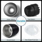 4oz Stackable Cup, Vacuum Insulated Espresso Cup Set of 2, Espresso Shot Glass for Coffee, Double Wall Stainless Steel Mini Tumbler Shot Glasses with Straw and Lid (A-black2P, 4oz)