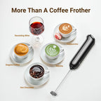InstaWhisk Milk Frother with Variable Speed, Battery Operated Handheld Coffee Foam Frother Wand, Electric Drink Mixer with Stand & Detachable Double Whisk, Stainless Stirrer for Latte, Matcha, Protein