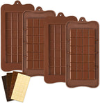 4 PCS Break-Apart Chocolate Molds, Non-Stick Chocolate Bar Molds Silicone Candy Bar Molds for Protein Energy Bar