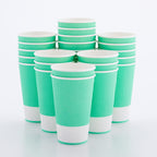 Restaurantware 16 Ounce Double Wall Disposable Coffee Cups, 500 Insulated Light Green Paper Tumblers with Ripple Wall Design, Lids Sold Separately for Hot Drinks like Tea, Hot Chocolate and More