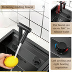 Bar Sink 21.6 x 17.7 Inch Topmount Smart Kitchen Sinks Stainless Steel Western Kitchen Sink Center Island Single Bowl Workstation with Press Cup Washer