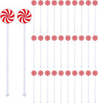 30 Pcs Christmas Drink Stirrers Xmas Stir Stick Holiday Coffee Swizzle Stick Reusable Plastic Hot Cocoa Bar Chocolate Decoration Cocktail Mixer(Lollipop,Charming Color)