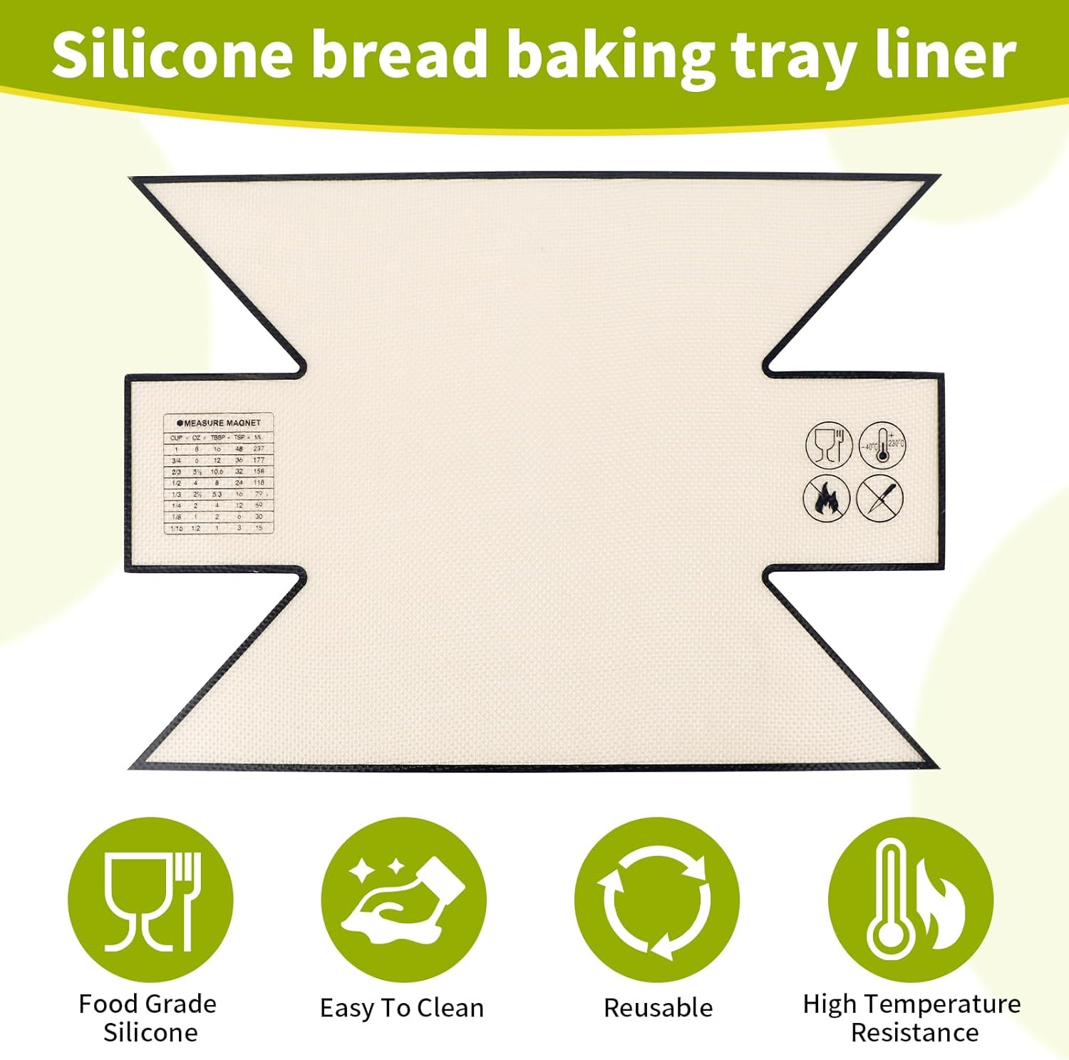 2Pcs Silicone Bread Loaf Pan Liners, Extra Thick Silicone Baking Mat for Dutch Oven, Non-Slip & Easy Clean Reusable Sourdough Bread Baking Supplie - For Bread, Cookies, Pastry (black)