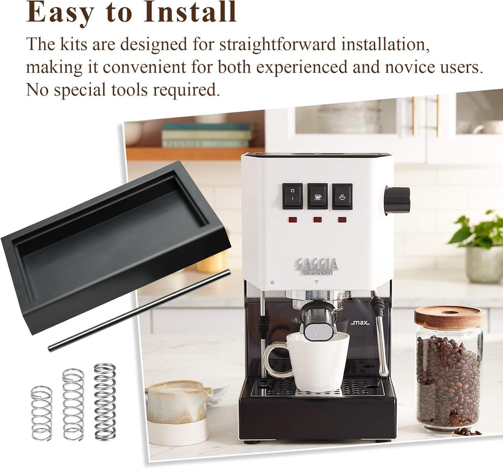 Low Profile Thin Drip Tray & 6 Bar 9 Bar 12 Bar OPV Spring Modification Kit & Long Stainless Steel Tube, Compatible with Gaggia Classic Pro Traditional Espresso Coffee Machine Parts