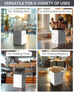 Marble Utensil Holder for Countertop - Stylish Marble Kitchen Accessories for Effortless Organization, Ideal Silverware Caddy for Party, Farmhouse Decor Friendly