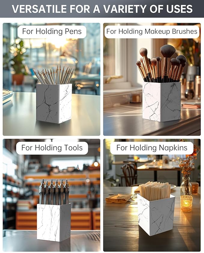 Marble Utensil Holder for Countertop - Stylish Marble Kitchen Accessories for Effortless Organization, Ideal Silverware Caddy for Party, Farmhouse Decor Friendly