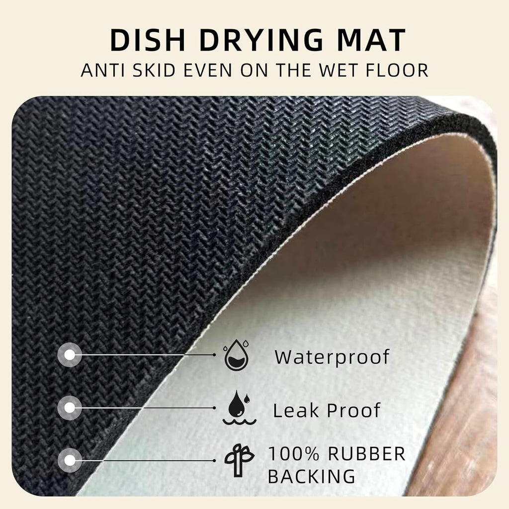 Dish Drying Mat Diatomaceous Earth Soft Coffee Mat Absorbent Silicone Kitchen Counter Mat for Home Kitchen Bathroom Coffee Bar (Sector Geometry, 16 x 24 Inches)