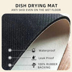 Dish Drying Mat, Diatomaceous Earth Soft Coffee Mat, Absorbent Silicone Dish Drying Mat for Kitchen Counter or Sink for Kitchen Bathroom Coffee Bar (Linear Pattern, 12 x 16 Inches)