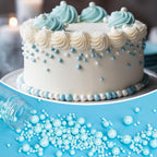 Twisweet Blue Pearl Sprinkles for Cake Decorating, Edible Baby Blue Sugar Sprinkles for Baking, Mix Size, Cake Topper Cupcake Cookie Ice Cream Dessert Decorations, Baby Shower Birthday Frozen Winter Supplies (130g/4.58oz)