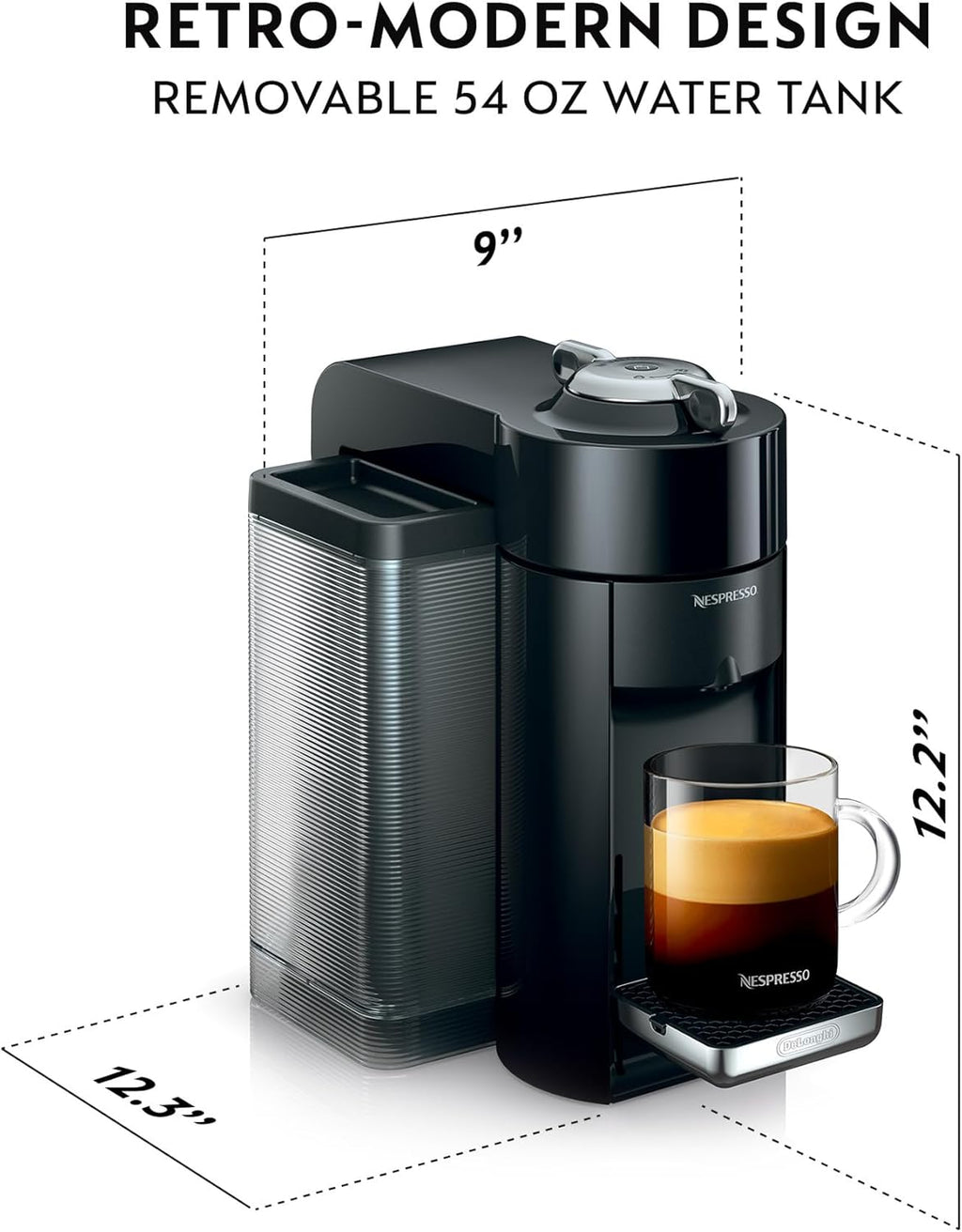 Nespresso Vertuo Coffee and Espresso Maker by De'Longhi, Piano Black