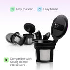 GoodCups 4 Reusable K Cups for Keurig - 4 Black Refillable Kcups Coffee Filters for Keurig Coffee Makers