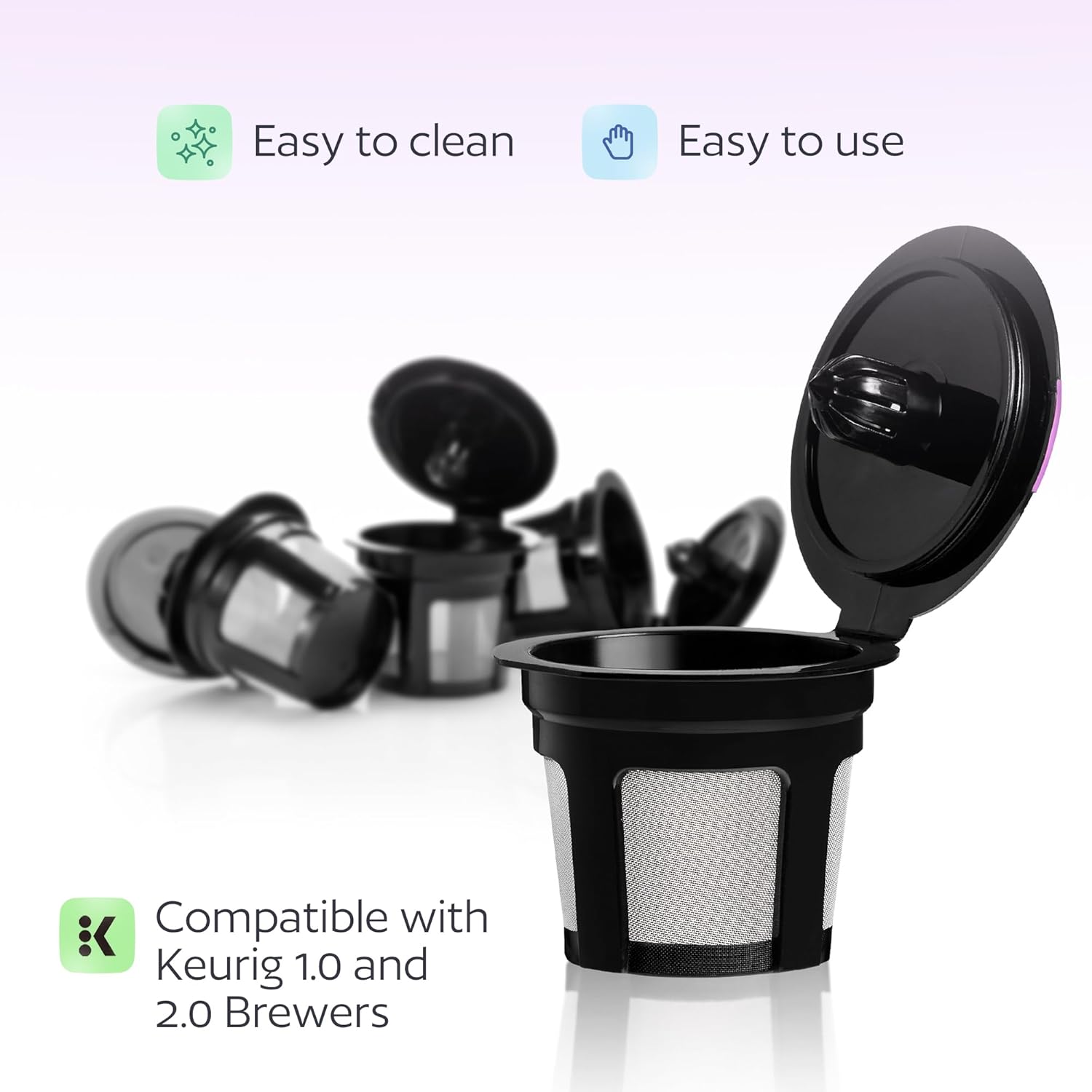 GoodCups 4 Reusable K Cups for Keurig - 4 Black Refillable Kcups Coffee Filters for Keurig Coffee Makers