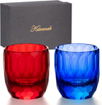 KAMMAK Crystal Whiskey Glasses Set of 2, 7oz Old Fashioned Glasses Stemless, Hand Blown Colored Cocktail Glasses, Engagement Gifts for Couples, Women, Men