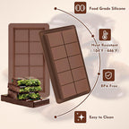 Chocolate Bar Mold 2 Pack, Non-Stick Deep Dubai Chocolate Bar Molds, Silicone, Rectangular Prism, Chocolate Color