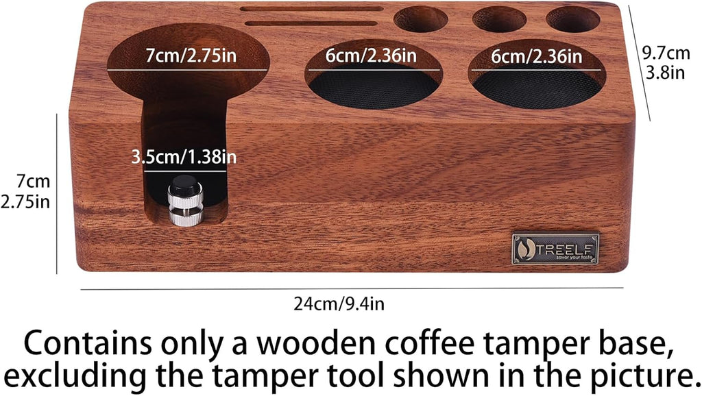 Espresso Tamping Station(58MM) Walnut wood,Espresso Coffee Anti-pressure Pad Stand, Espresso Station,Coffee Tamper Station Organizer for Countertop