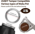 Coffee Tamper for Moka Pot, 304 Stainless Steel Espresso Coffee Tamper, Espresso Dosing Funnel Compatible with Aluminum Espresso stovetop Moka Pot (Silver)