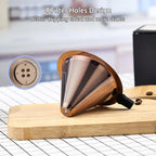 Small Size Pour Over Coffee Filter Dripper, Stainless Steel Metal Cone Drip Coffee Filter, Paperless and Permanently Reusable, Double Mesh Coffee,Tea Filter for 1-2 Cups