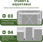 Baker’s Rack, Microwave Oven Stand with Bamboo Frame, 35.43" Coffee Bar with Wire Basket & 6 Hooks, 3-Tier Kitchen Storage Shelf Stand for Kitchen, Living Room, Office, White