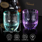KAMMAK Crystal Whiskey Glasses Set of 2, 7oz Old Fashioned Glasses Stemless, Hand Blown Colored Cocktail Glasses, Engagement Gifts for Couples, Women, Men