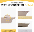 HONGBAKE Baking Sheet Pan Set of 3, Cookie Sheets for Oven, Nonstick Half/Quarter/Jelly Roll Pans with Diamond Texture Pattern, 0.8mm Thick Heavy Duty Cookie Tray, Champagne Gold