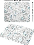 Leaves Branches Dish Drying Mat 18x24 for Kitchen Counter Decor Grey and Blue Leaf Absorbent Reversible Plant Dish Mat Microfiber Drying Pad Dish Drainer Rack Mats for Coffee Bar Home Decor