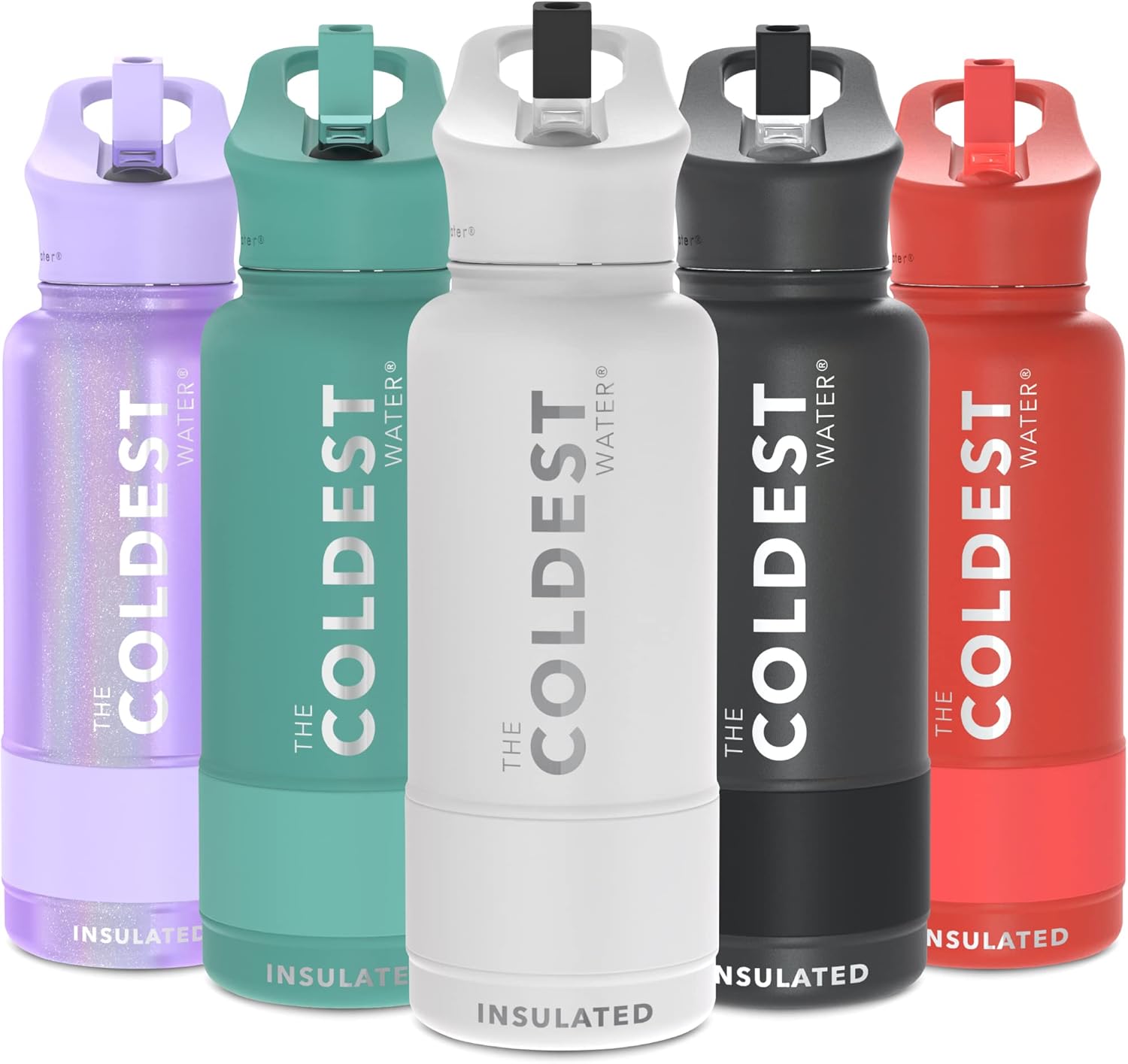 Coldest Insulated Water Bottle with Straw Lid - Stainless Steel Metal Insulated Bottle for Men & Women (Epic White, 32 oz)