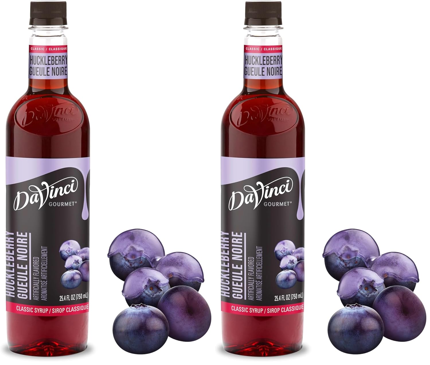DaVinci Gourmet Classic Huckleberry Syrup, 25.4 Fl Oz (Pack of 2)