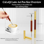 Latte Art Pen 1Pcs,Stainless Steel and Brass with Rosewood Handle of Tools - Barista Tools for Art on Latte,Cappuccino,Espresso - Perfect Coffee Accessories for Coffee Bar