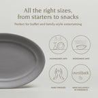 over&back Rim Stoneware Serving Platter - Elegant 1-Piece Oval Serving Platter to Complete Your Kitchen Set - 16" L x 10.8" W Semi-Matte Charcoal