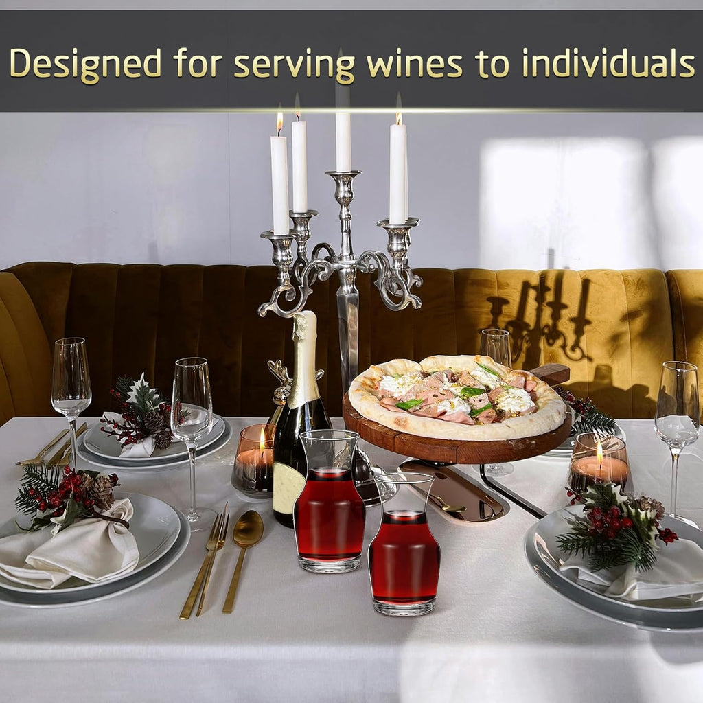 3 Pack Single Serving Wine Carafe Glass Small Mini Carafe Individual Wine Refill Decanter for Dinner Parties Tastings Bars Restaurants (6.5 oz)