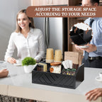 Coffee Pod Holder and Bar Accessories, Wood Station Organizer for Decor, Syrup and Condiment Organizer, Black