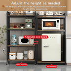 Adjustable 4-Tier Heavy Duty Kitchen Baker's Rack with Power Outlet, with Industrial Wheels, Free Standing Microwave Oven Cart Stand for Storage in Living Room, Garage, Rustic Brown