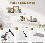 36x8x1.6 inch Floating Shelves Set of 2 – Solid Wood Rustic White Wall Mounted Shelf for Kitchen, Bathroom, Living Room