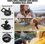 Insulated Water Bottle 87 oz, Triple Wall Vacuum Stainless Steel (Cold for 48 Hrs), Leak Proof & Non-BPA, Modern Water Flask Jug with Paracord Handle & Straw Spout Lids, Dark Grey