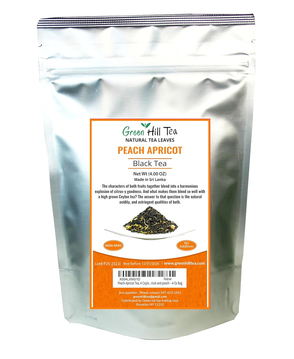 Peach Apricot Tea, A Ceylon black tea blended with the essence of apricot and peach – 4 Oz Bag