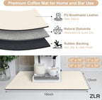 ZLR Coffee Mat - 12" x 16" Small Kitchen Hide Stain Absorbent Dish Drying Mat for Countertop - Easy to Clean Coffee Bar Mat for Espresso Machine and Spill Protection - Creamy