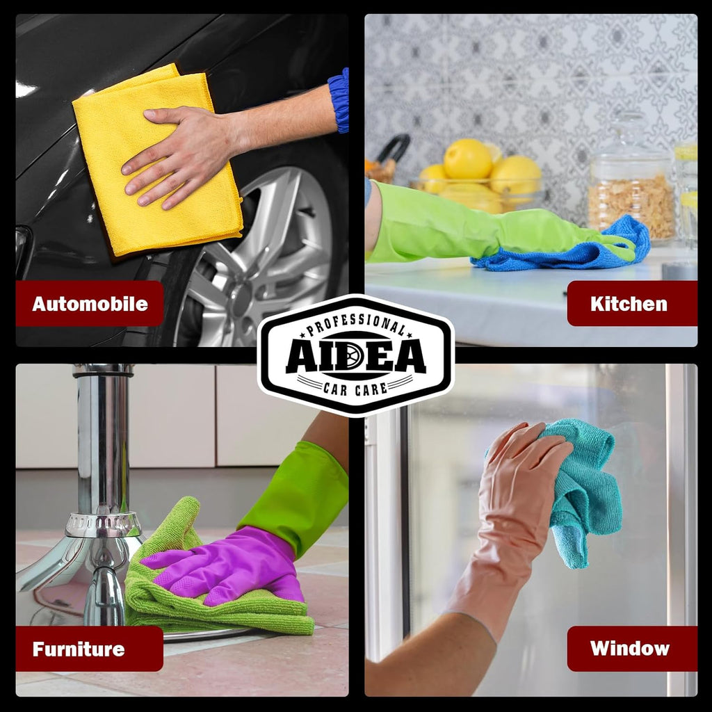 AIDEA Microfiber Cleaning Cloth, 150PK, Microfiber Towels for Cars, Premium All Purpose Car Cloth, Lint Free Rags, Absorbent Towels for SUVs, House, Kitchen, Window, 12"×12"